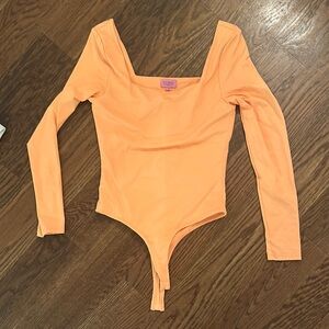 Miami Orange Heathered Bodysuit with Square Neck